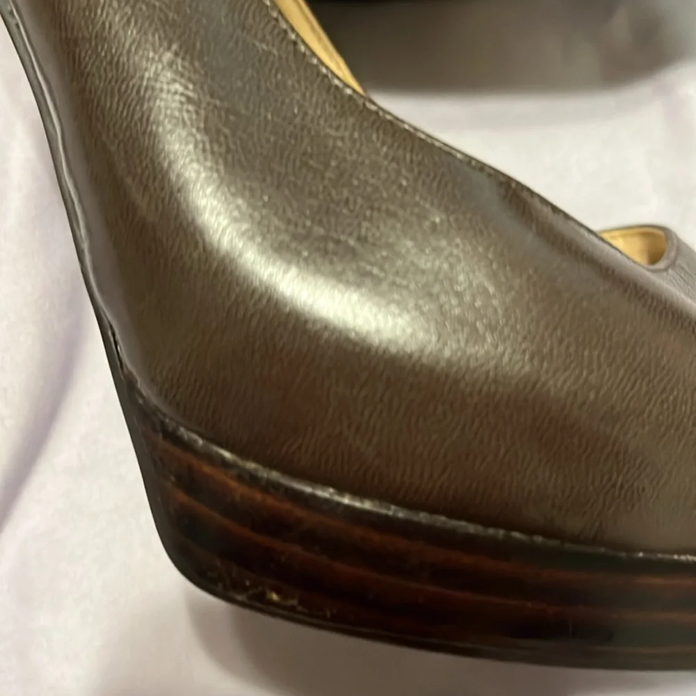 Brown Guess Peep Toe Platforms